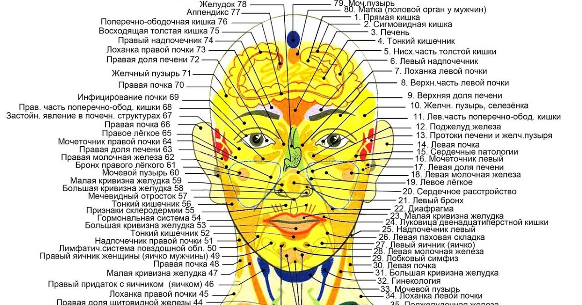 акупунктурные точки на лице и голове